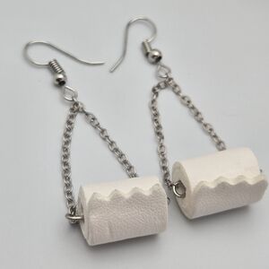 Roll Dangle Toilet Paper Earrings 2.25" Funny Gag Gift